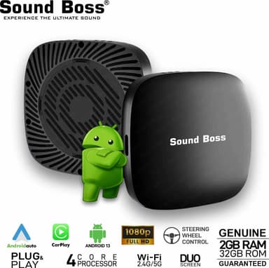 Sound Boss Androidify MiniX 2GB/32GB Wireless CarPlay Android Auto AI Box For OEM Car Stereo (Double Din)