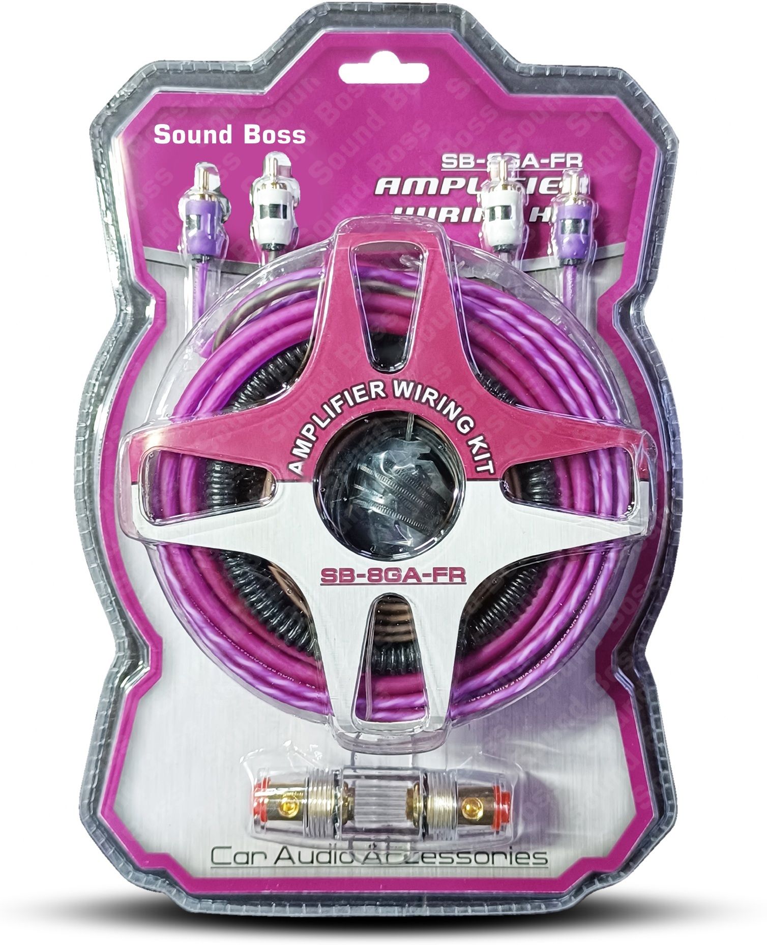 Sound Boss 8 Gauge Professional 2 Channel Wiring Kit With RCA For Multi Class AB Car Amplifier