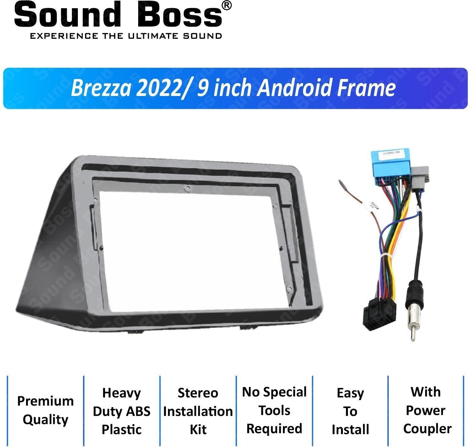 Sound Boss Brezza 2022 9"Inch Frame for Android Car Stereo (Double Din)