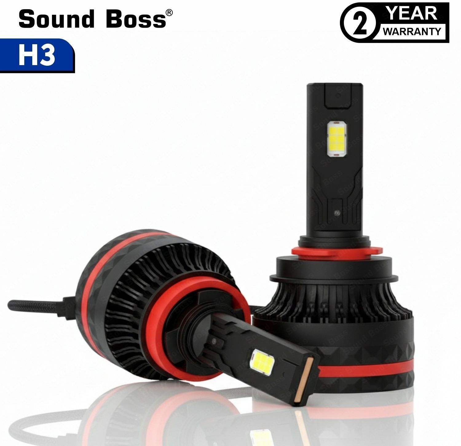Sound Boss EcoGlow Series Genuine 210W H3 20000LM 6000K Auto Driving Retrofit Headlight Car LED (12 V, 210 W) (Universal For Car, Pack of 2)