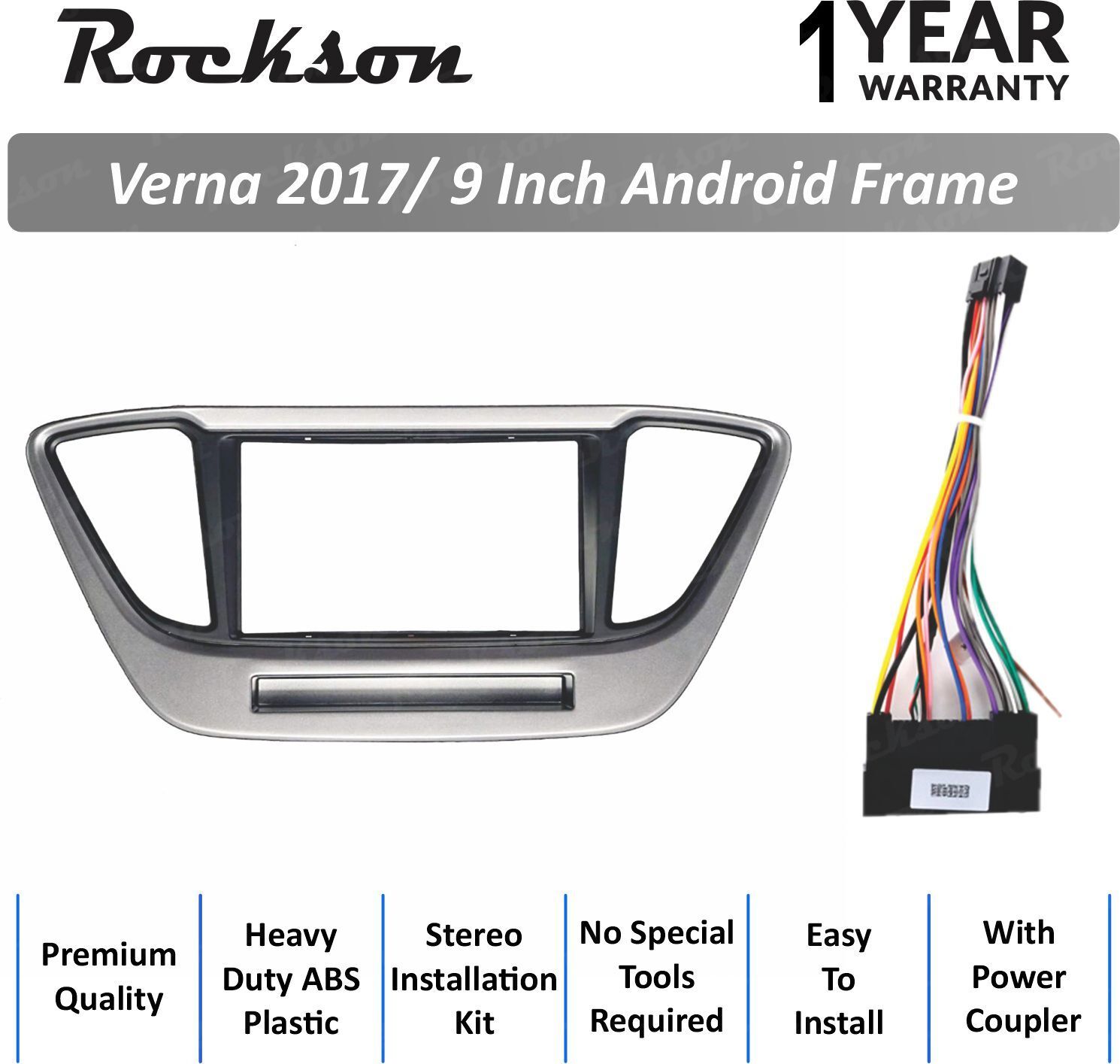 Rockson Verna 2017 9"Inch ABS Frame for Android Car Stereo (Double Din)