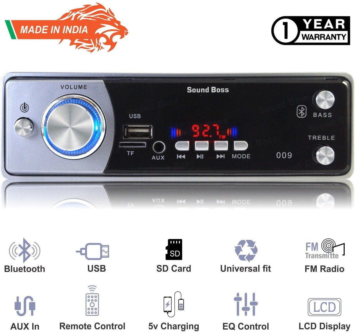 Sound Boss Blutooth/ MP3/FM/USB/SD/AUX -SB-990 Car Stereo (Single Din)